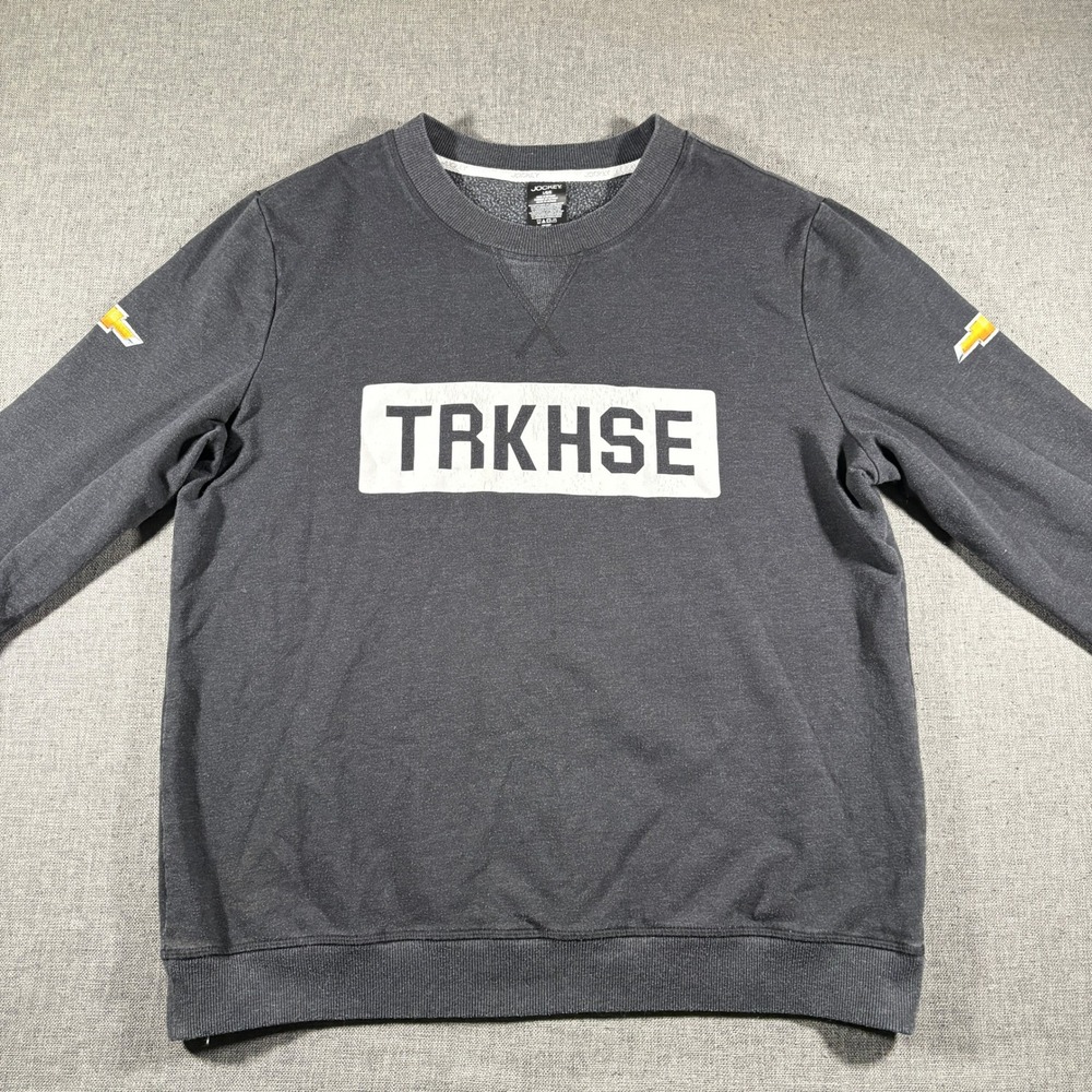 Trackhouse Jockey Sweatshirt Mens L Gray TRKHSE Chevrolet Crewneck Pullover